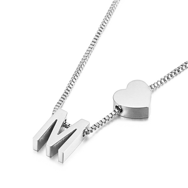 Modern Heart Letter  Necklace
