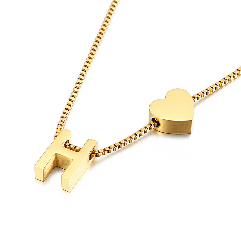 Modern Heart Letter  Necklace