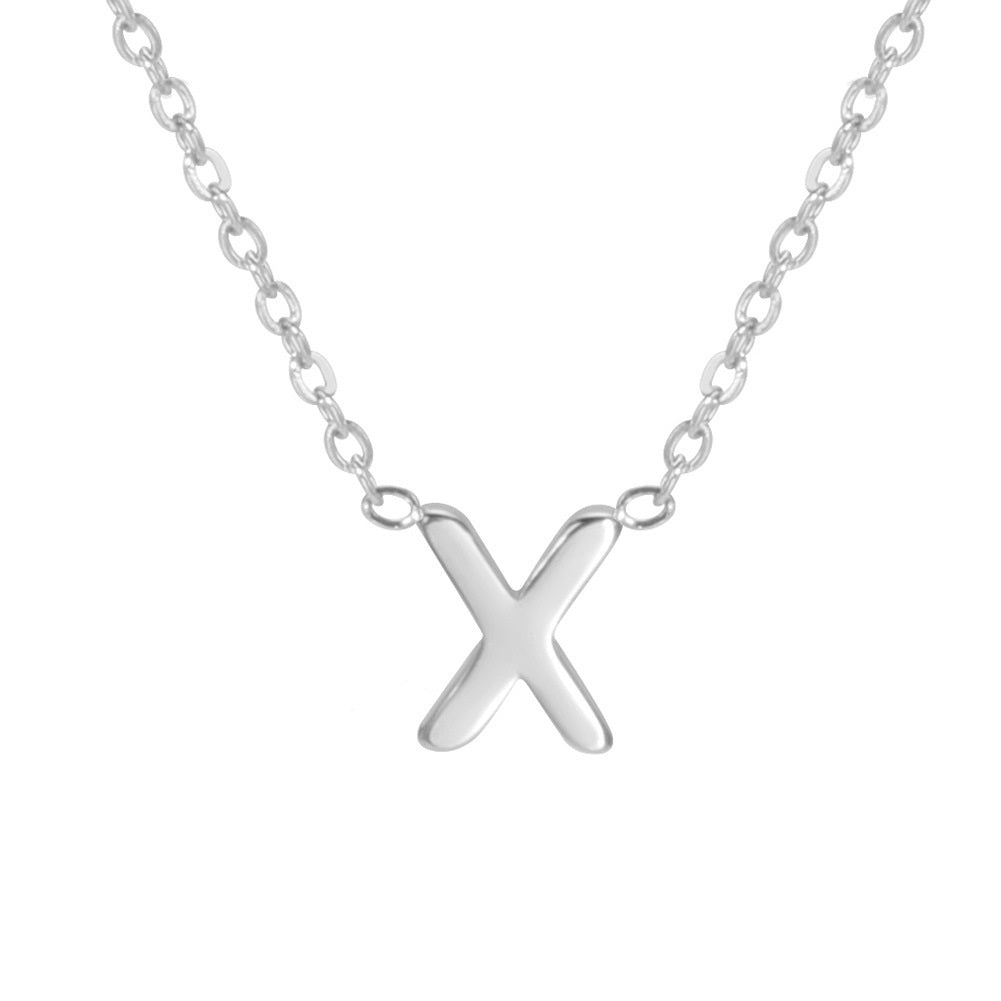 Sharp Silver Initial Necklace – Structured Design with Dual-Sided Chain