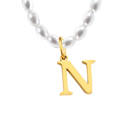 Pearl Charm Letter Necklace