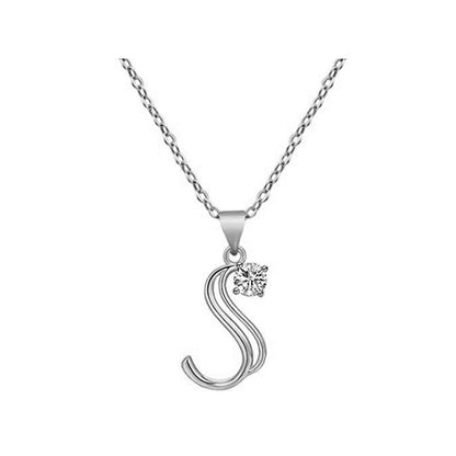 Crystal Script Initial Necklace
