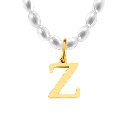 Pearl Charm Letter Necklace