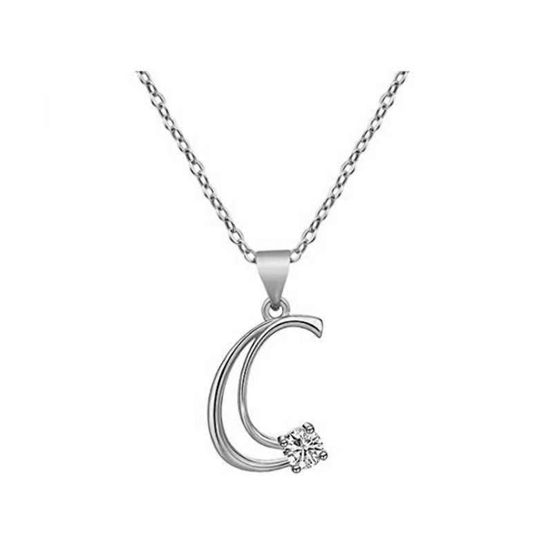 Crystal Script Initial Necklace