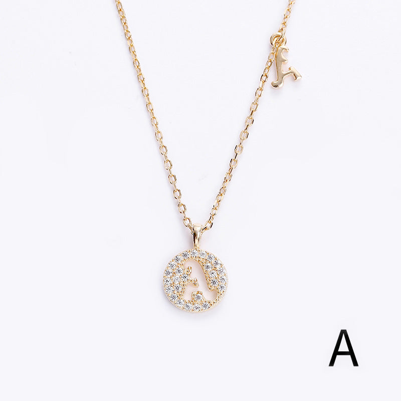 Golden Crystal Cut-Out Initial Necklace