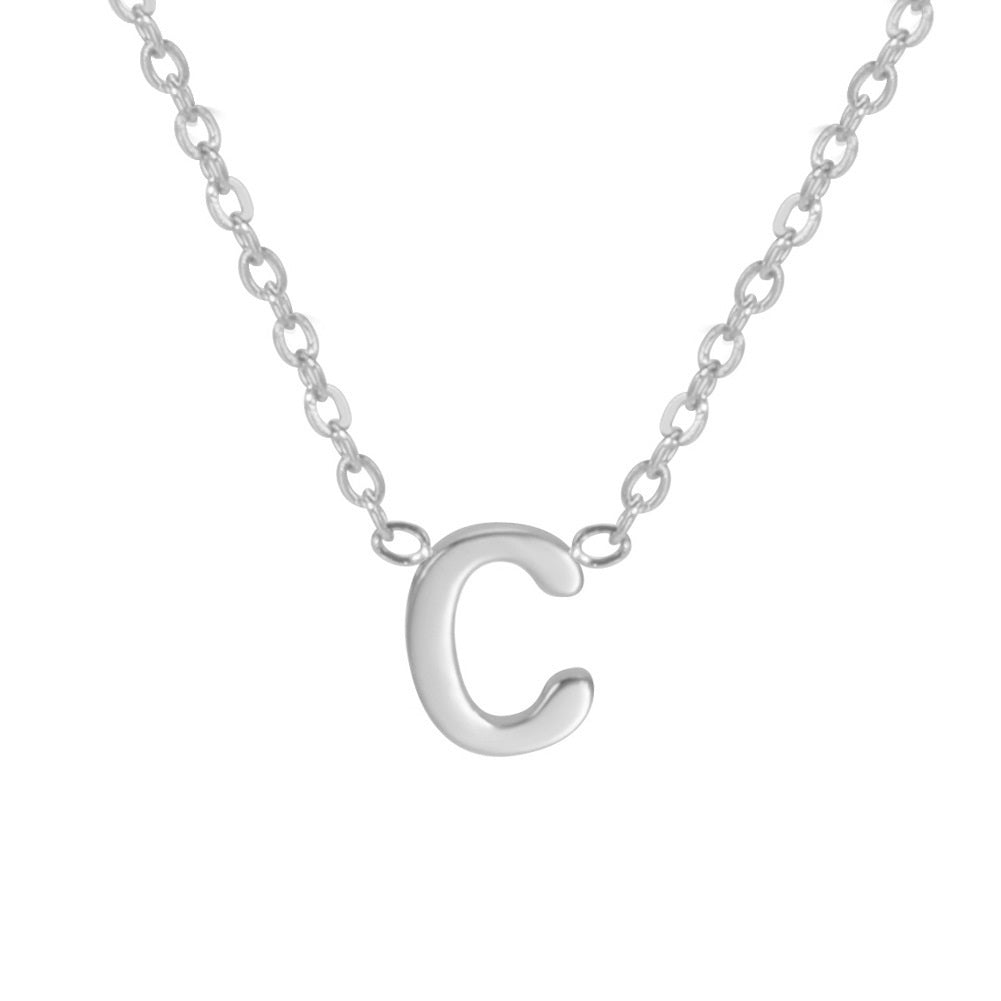 Sharp Silver Initial Necklace – Structured Design with Dual-Sided Chain