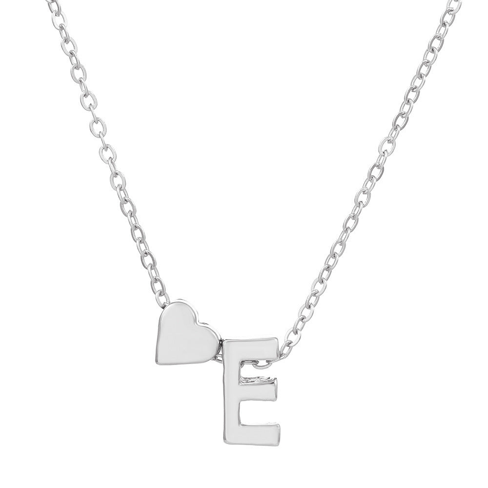 Tiny Heart & Letter Necklace