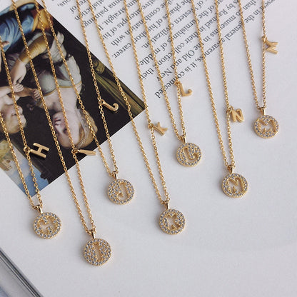 Golden Crystal Cut-Out Initial Necklace