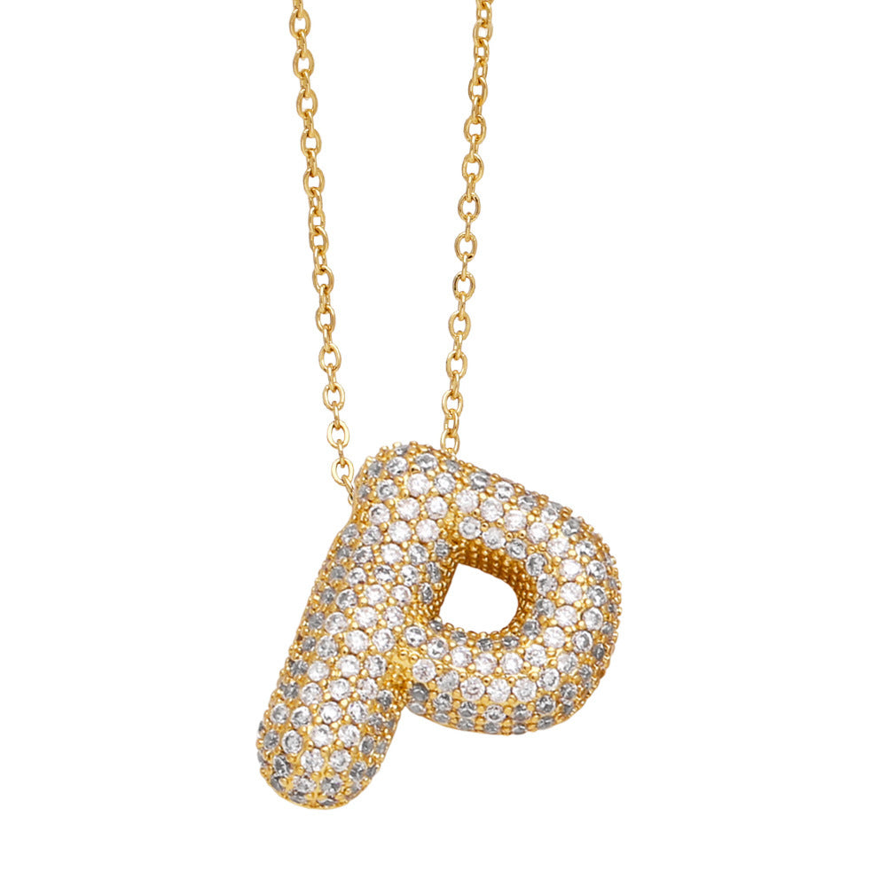 Crystal Fashion Bubble Letter Necklace