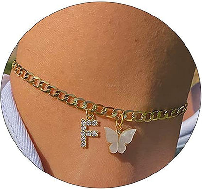 Butterfly & Sparkle Letter Anklet