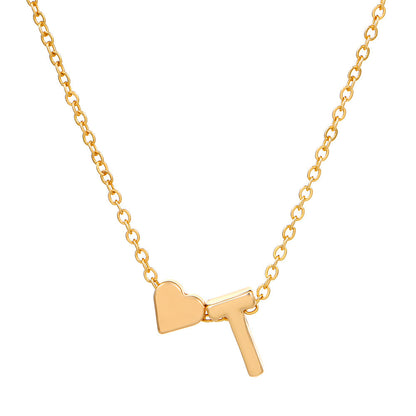 Tiny Heart & Letter Necklace