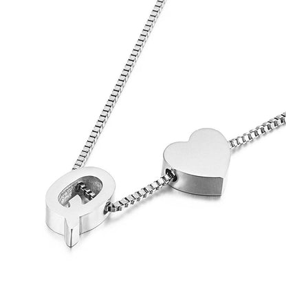 Modern Heart Letter  Necklace