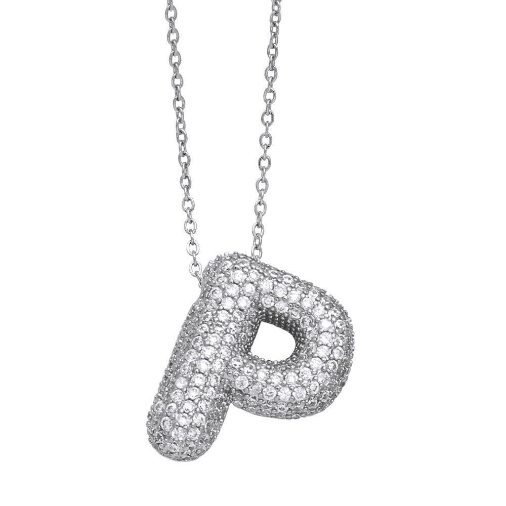 Crystal Fashion Bubble Letter Necklace