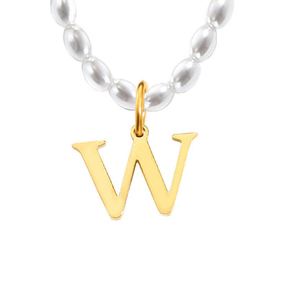 Pearl Charm Letter Necklace
