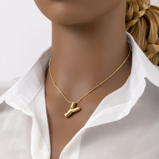 Tilted Fashion Bubble Letter Necklace – Bold, Personalized Jewelry