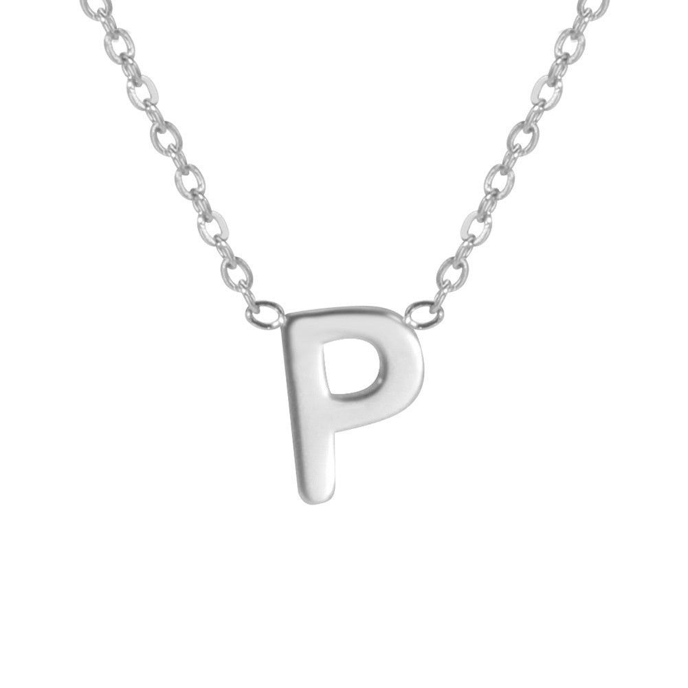 Sharp Silver Initial Necklace – Structured Design with Dual-Sided Chain