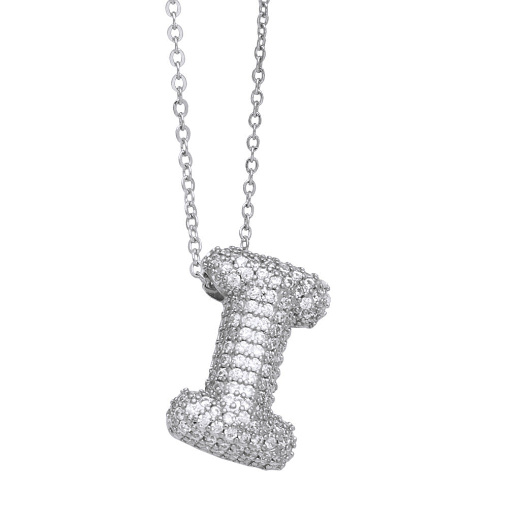 Crystal Fashion Bubble Letter Necklace
