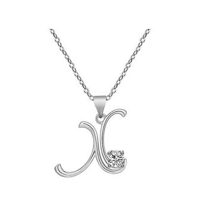 Crystal Script Initial Necklace