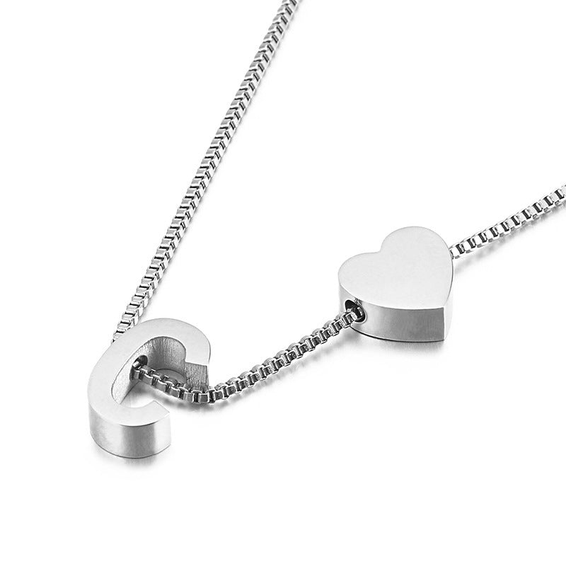 Modern Heart Letter  Necklace