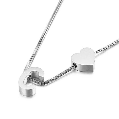 Modern Heart Letter  Necklace
