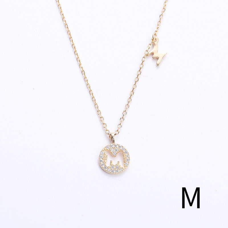 Golden Crystal Cut-Out Initial Necklace