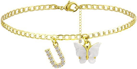 Butterfly & Sparkle Letter Anklet
