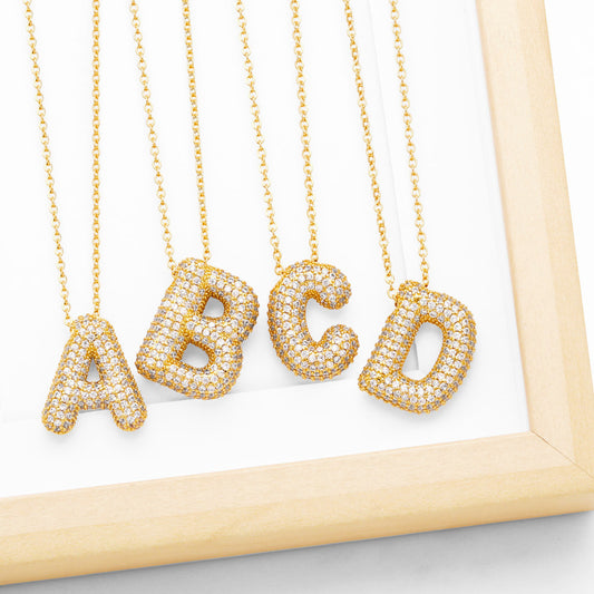 Crystal Fashion Bubble Letter Necklace