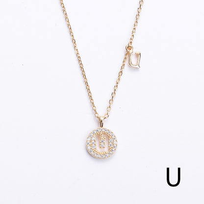 Golden Crystal Cut-Out Initial Necklace