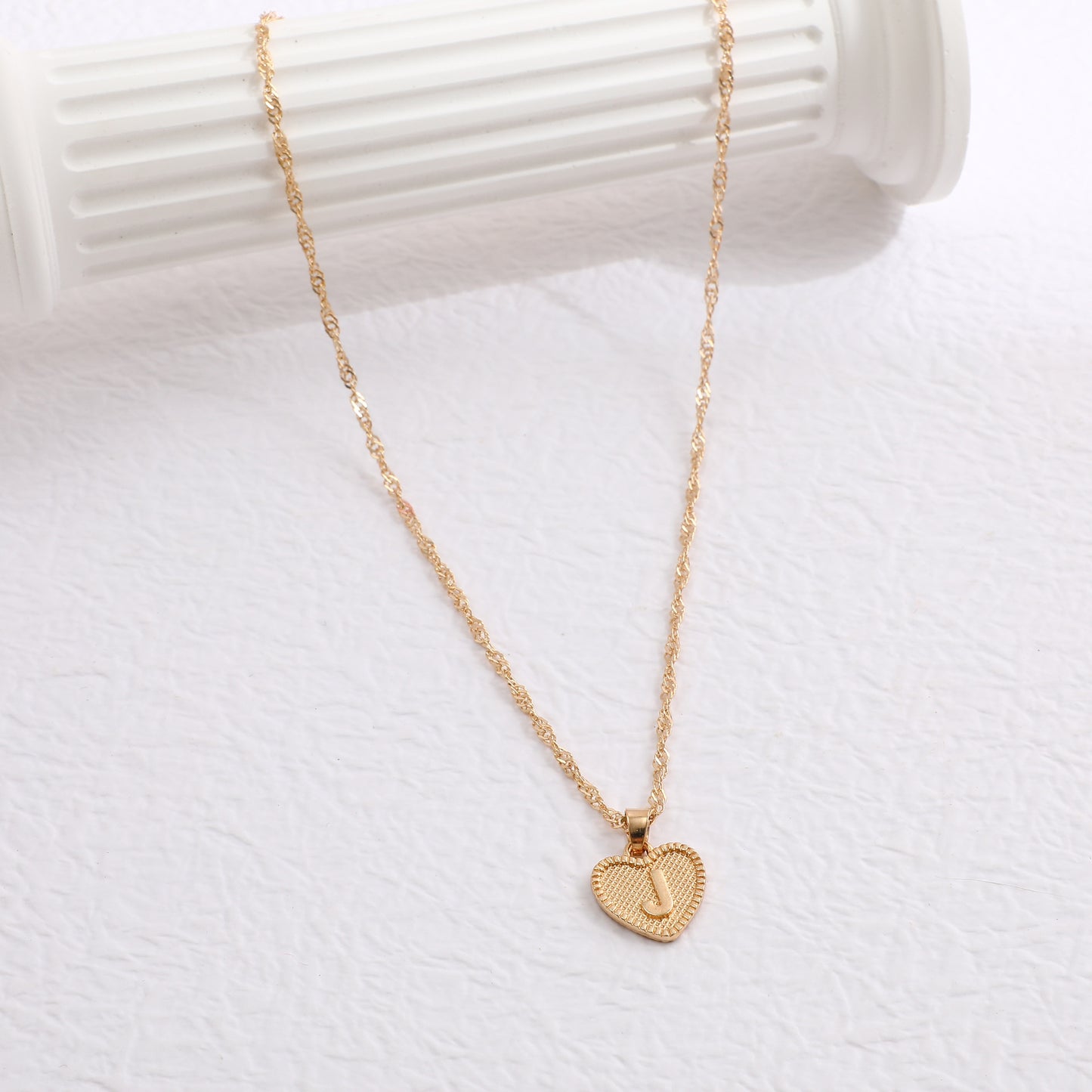 Delicate Dot Heart Initial Necklace