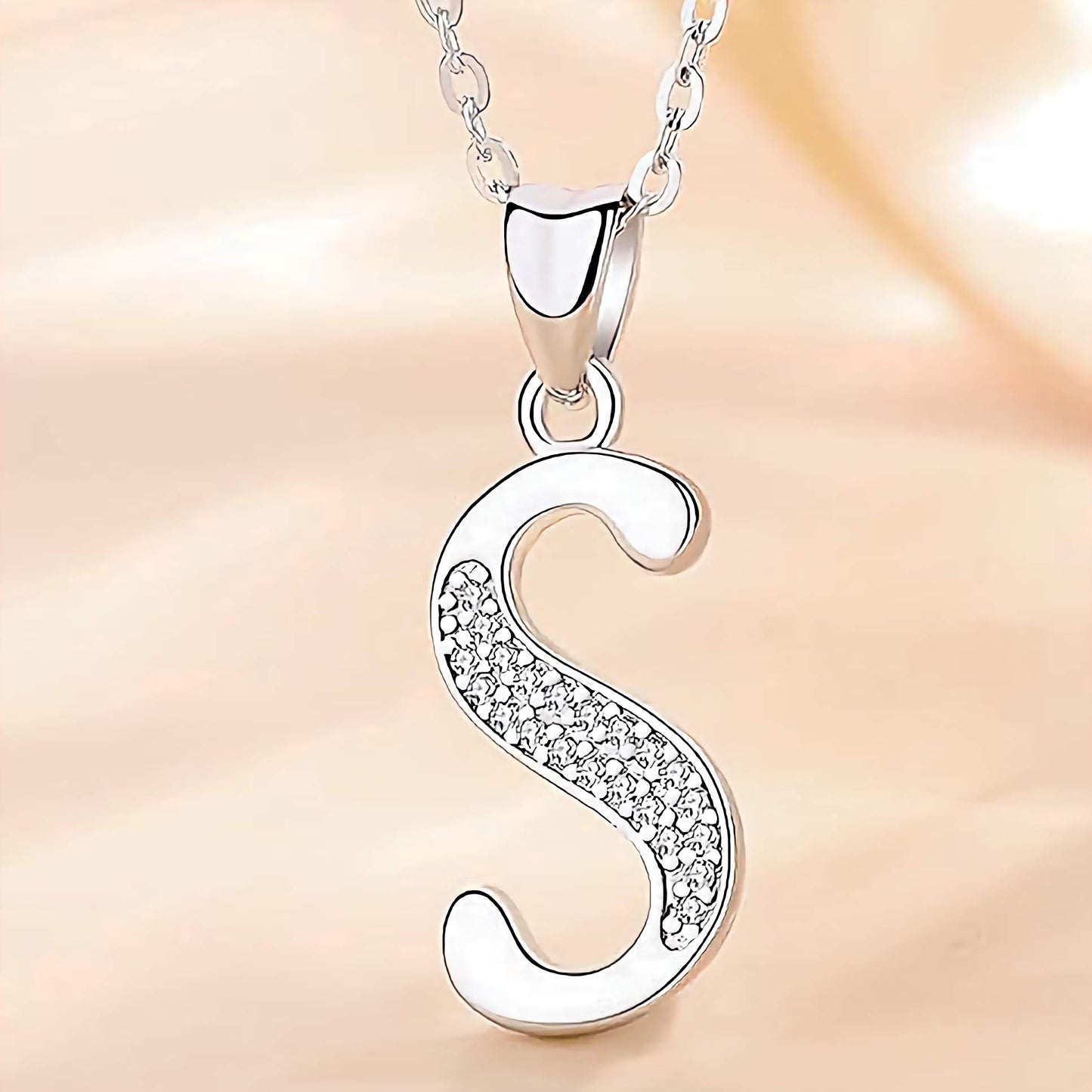 Curved Sparkly Letter Necklace